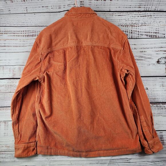 Wrangler Women’s Small Corduroy Shirt Jacket Orange Wide Wale Button Workwear - Picture 2 of 7